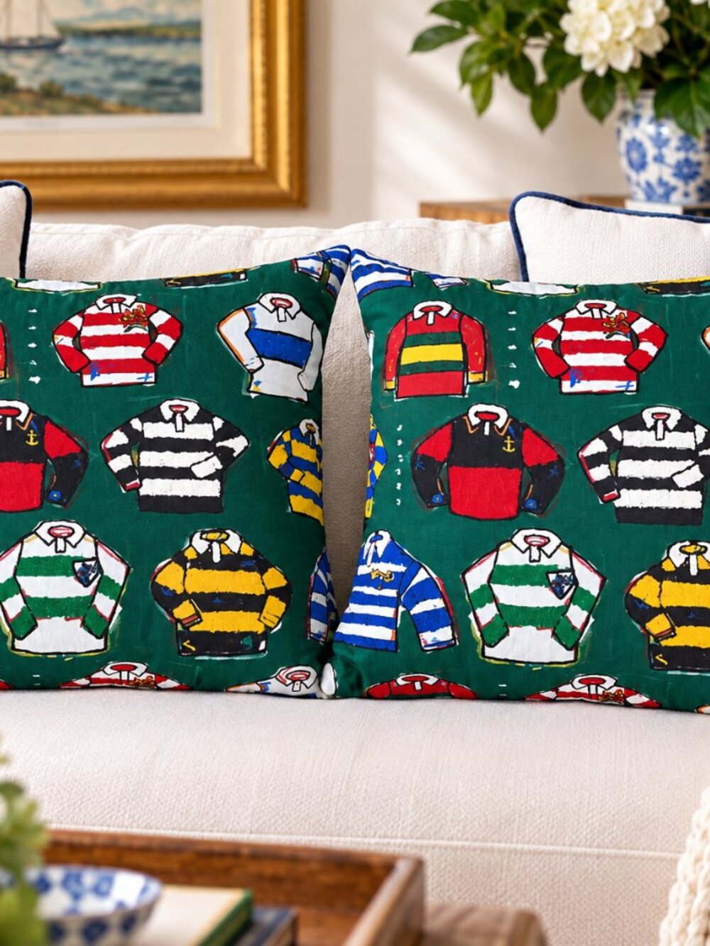 Rowing Blazers x Target Rugby Shirt Throw Pillows Set of 2 20x20 Preppy